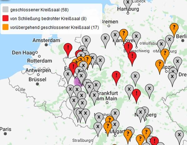 Interaktiev Karte von Kreißsaalschließungen auf der Website des Verbandes