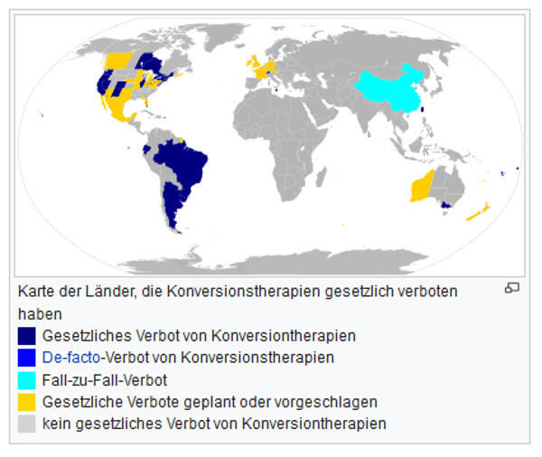 Länderkarte Verbot von Konversionstherapien (2018) 