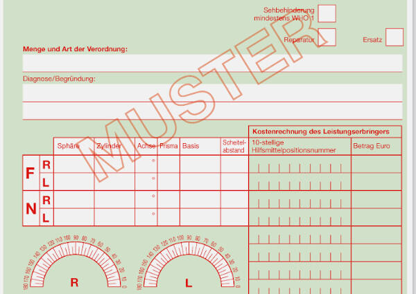 Musteransicht eines Kinderkrankenscheins
