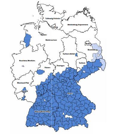 Karte von FSME Risikogebieten 2022