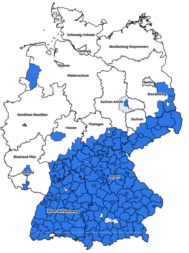 Karte der deuutschen FSME-Risikogebiete 2023  