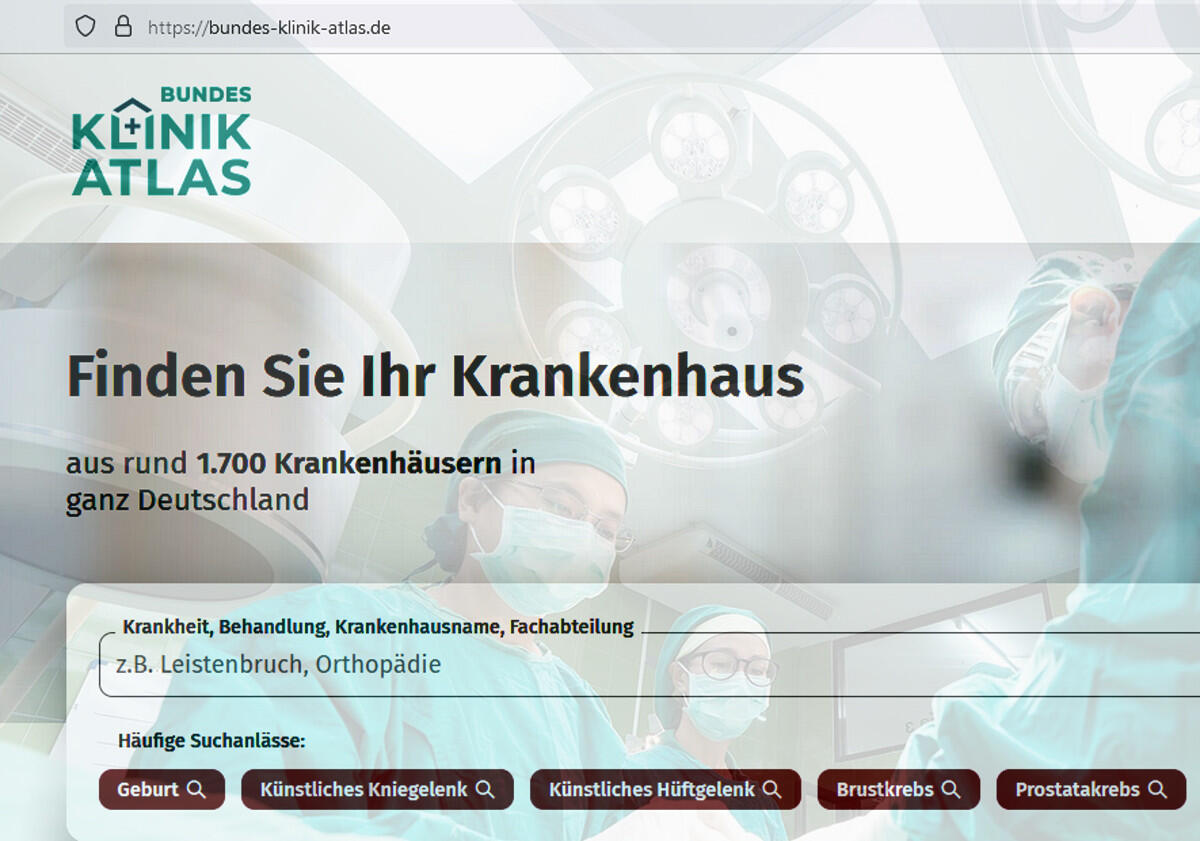 Website des neuen Klinik-Atlas 