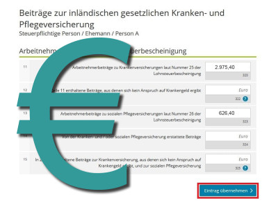 Krankenkassenbeiträge im ELSTER - Formular , 