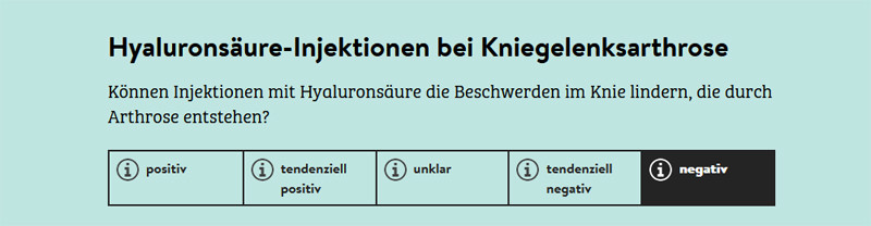 Ansicht der Auswertungsseite im IGeL Monitor 