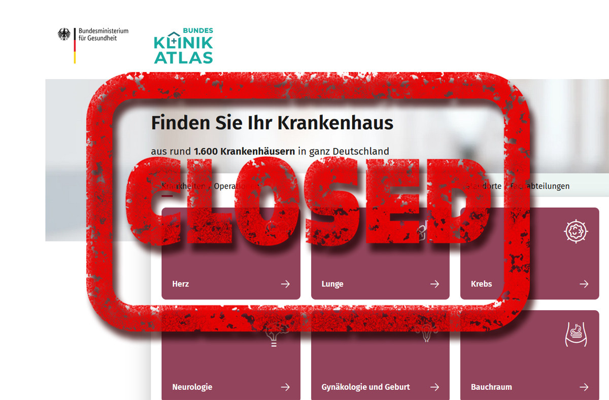 Der Online Klinikatlas soll geschlossen werden  Der Online Klinikatlas soll geschlossen werden