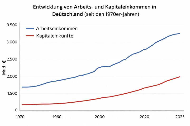 Entwicklung von Kapitaleinkommen und Arbeitseinkommen, 