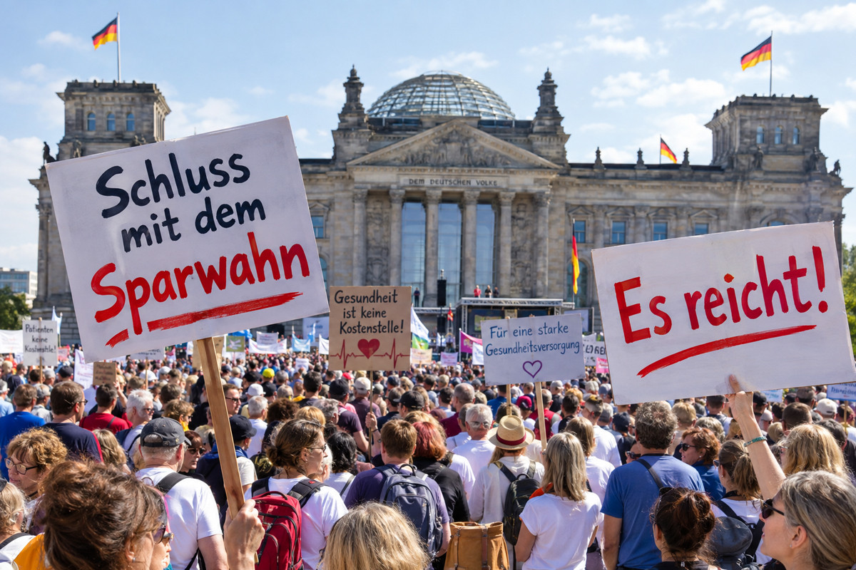 Taudende auf der Protestdemonstration gegen Einsparungen im Gesundheitswesen Taudende auf der Protestdemonstration gegen Einsparungen im Gesundheitswesen