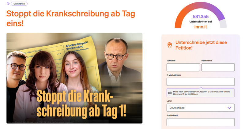 mehr als eine halbe Millioen Menschen zeichneten die Petition