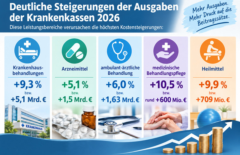 Ausgaben der Krankenkassen stiegen 2026 stark 
