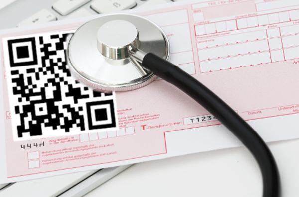 E-Rezept mit QR-Code (fiktiv) E-Rezept mit QR-Code (fiktiv)