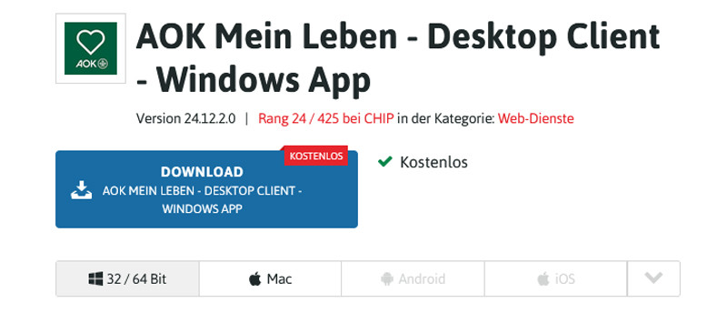 Download der AOK Desktop-App