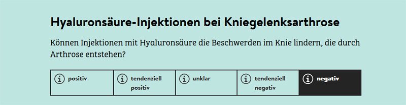 Ansicht der Auswertungsseite im IGeL Monitor 