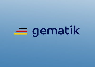 Gematik Logo auf Blauem Hintergrund , 