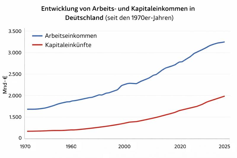 Entwicklung von Kapitaleinkommen und Arbeitseinkommen, 