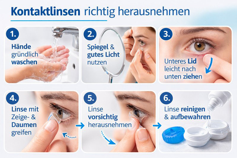 Kontaktlinsen richtig herausnehmen