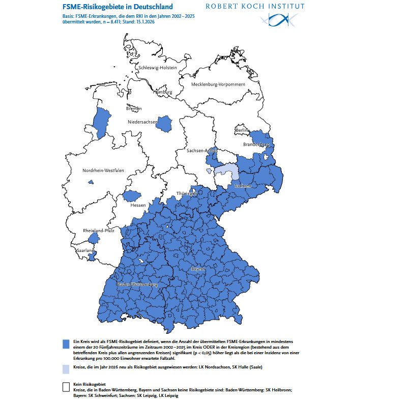 Karte der FSME-Risikogebiete ,  Robert-Koch-Institut (RKI)